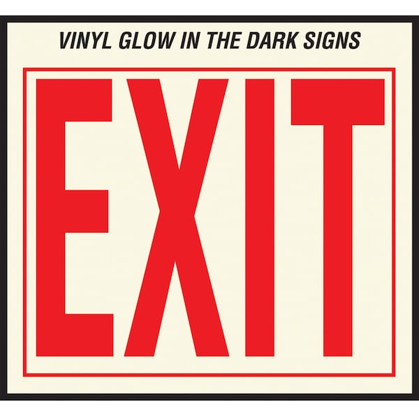 Hy-Ko Exit (8In Letters) Phosphorescent Vinyl Sign 10" x 12", 10PK A11119 - main